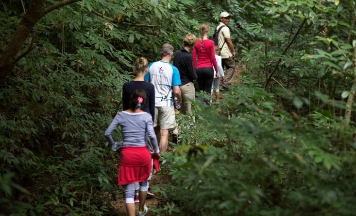 trekking to waterfall