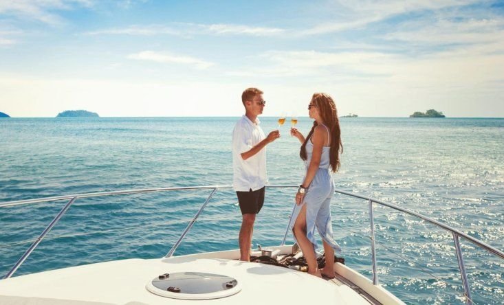 Romantic on a yacht