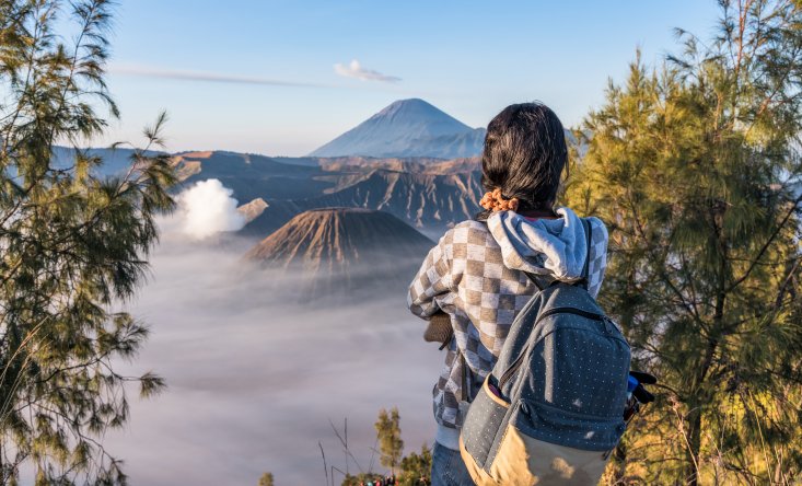 view of the volcano Bromo and Semeru