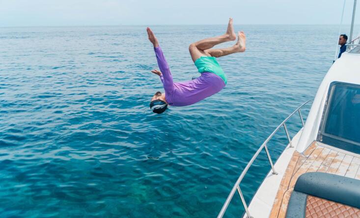 Jumping from a yacht