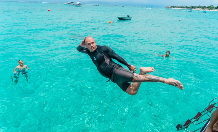 Jumping from a yacht