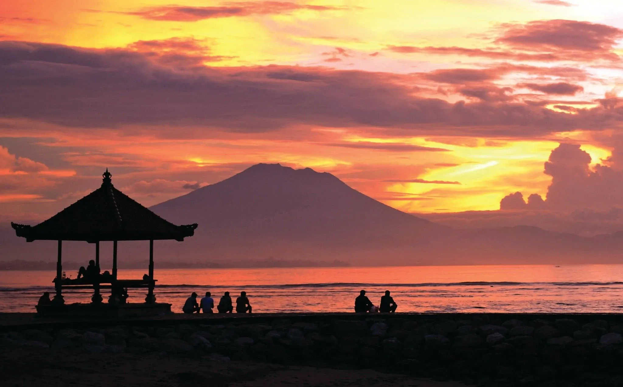 Sanur and volcano