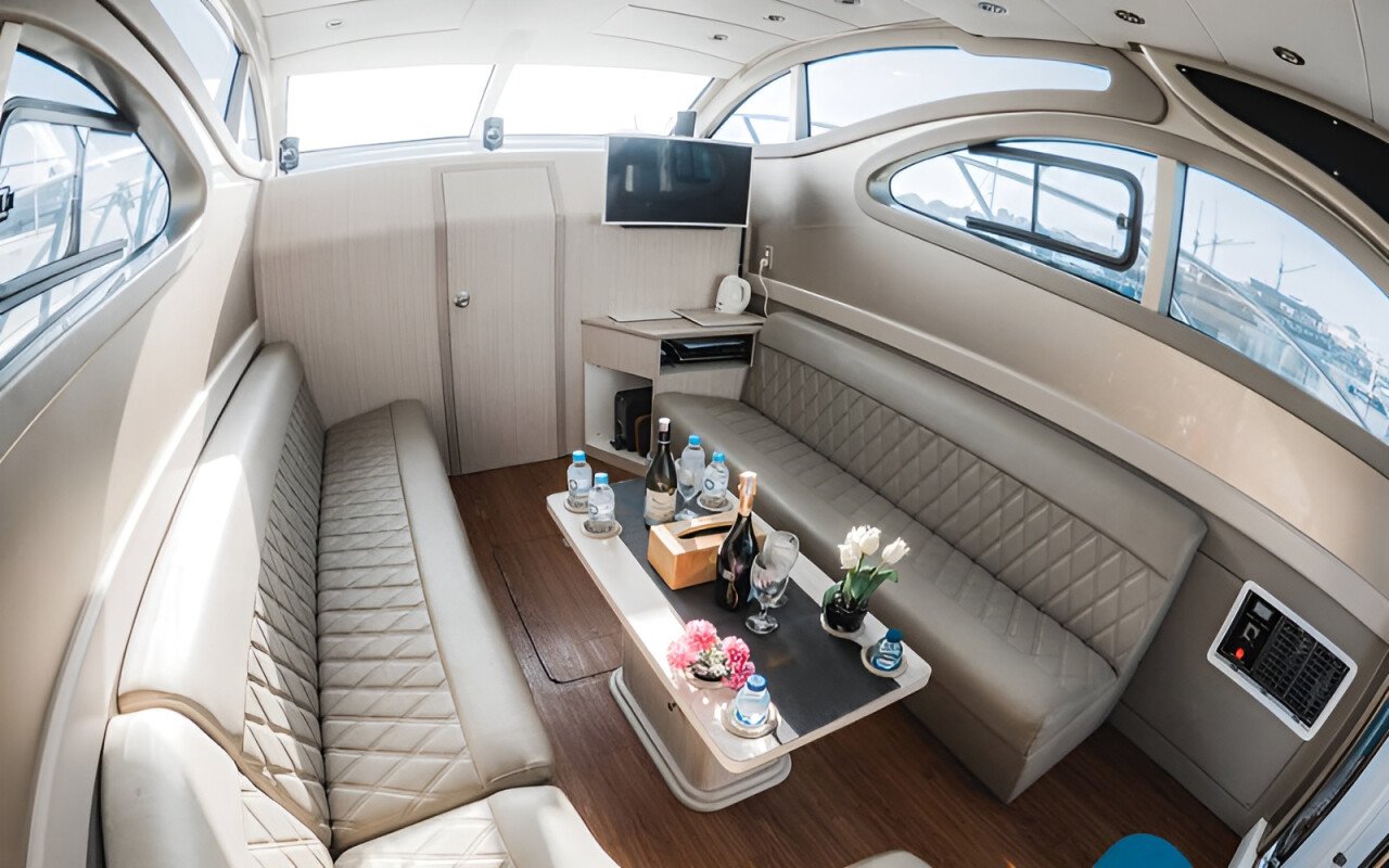 Air-conditioned lounge with dining area