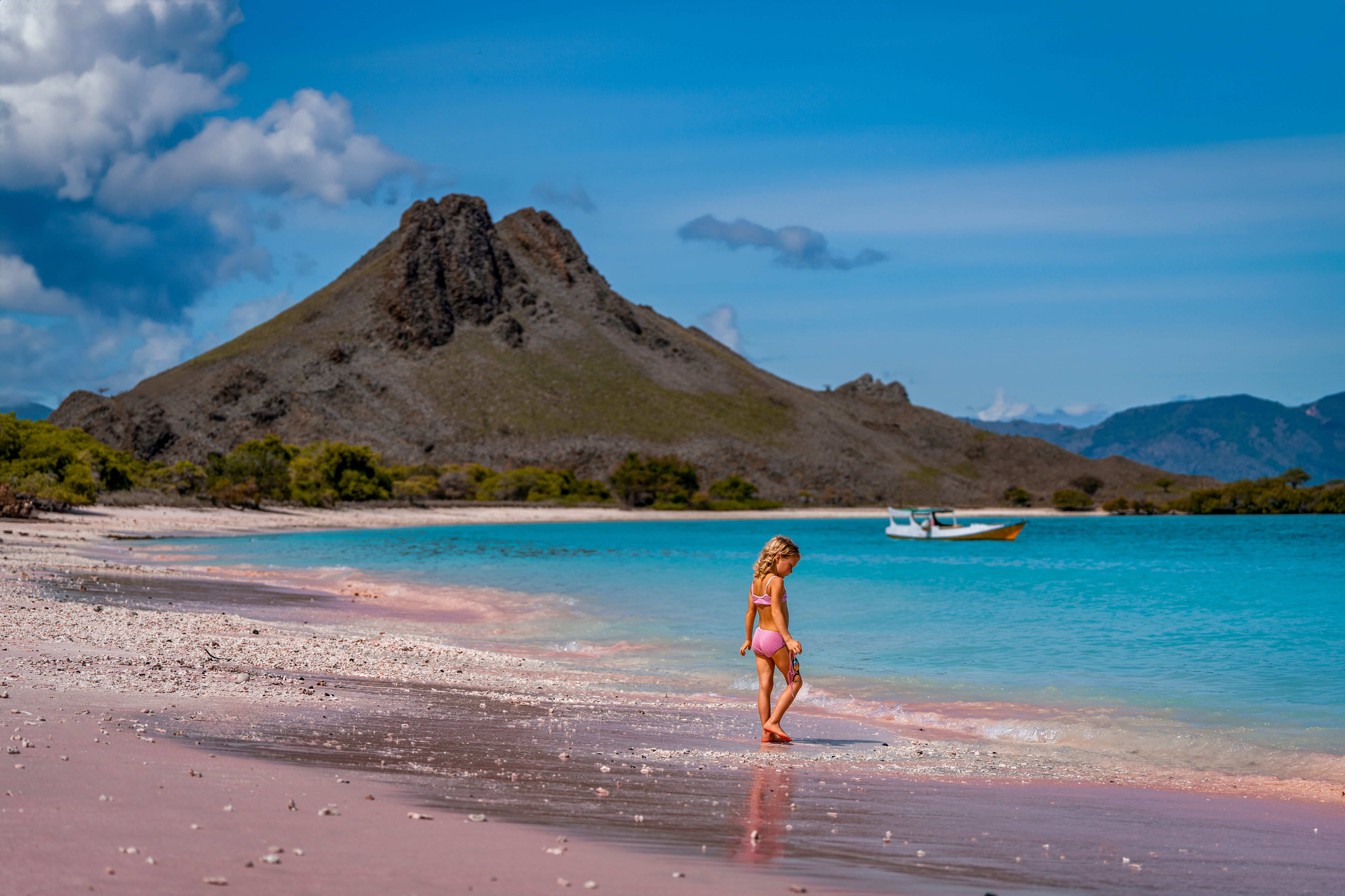 La plage rose de l’île de Komodo