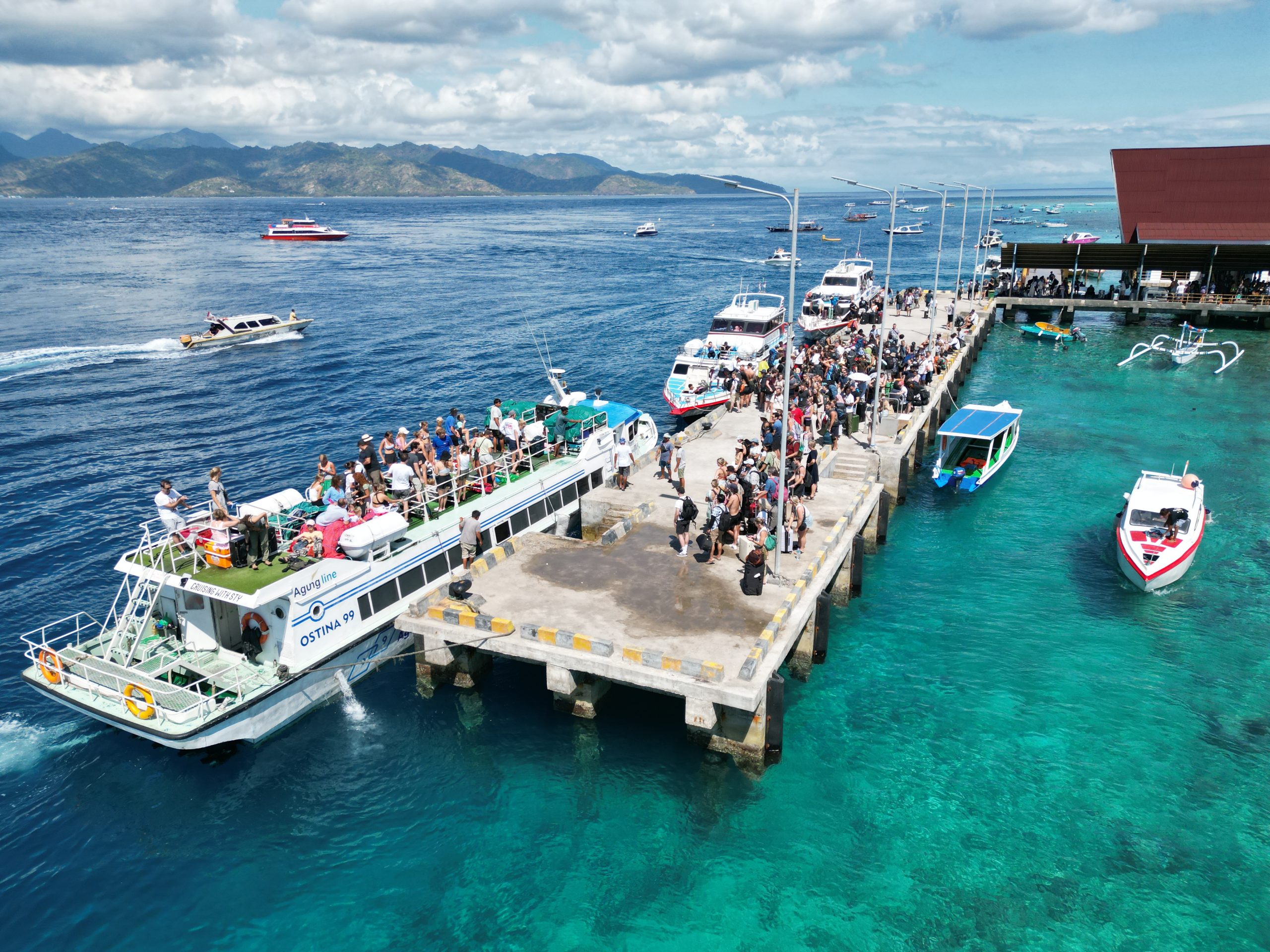 boarding the Ostina boat