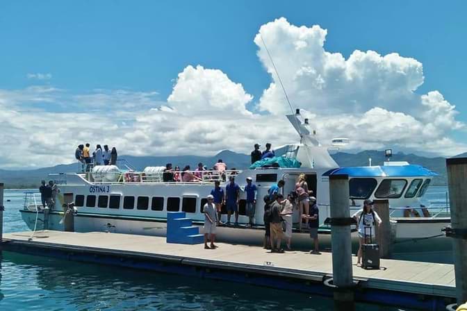boarding the Ostina boat
