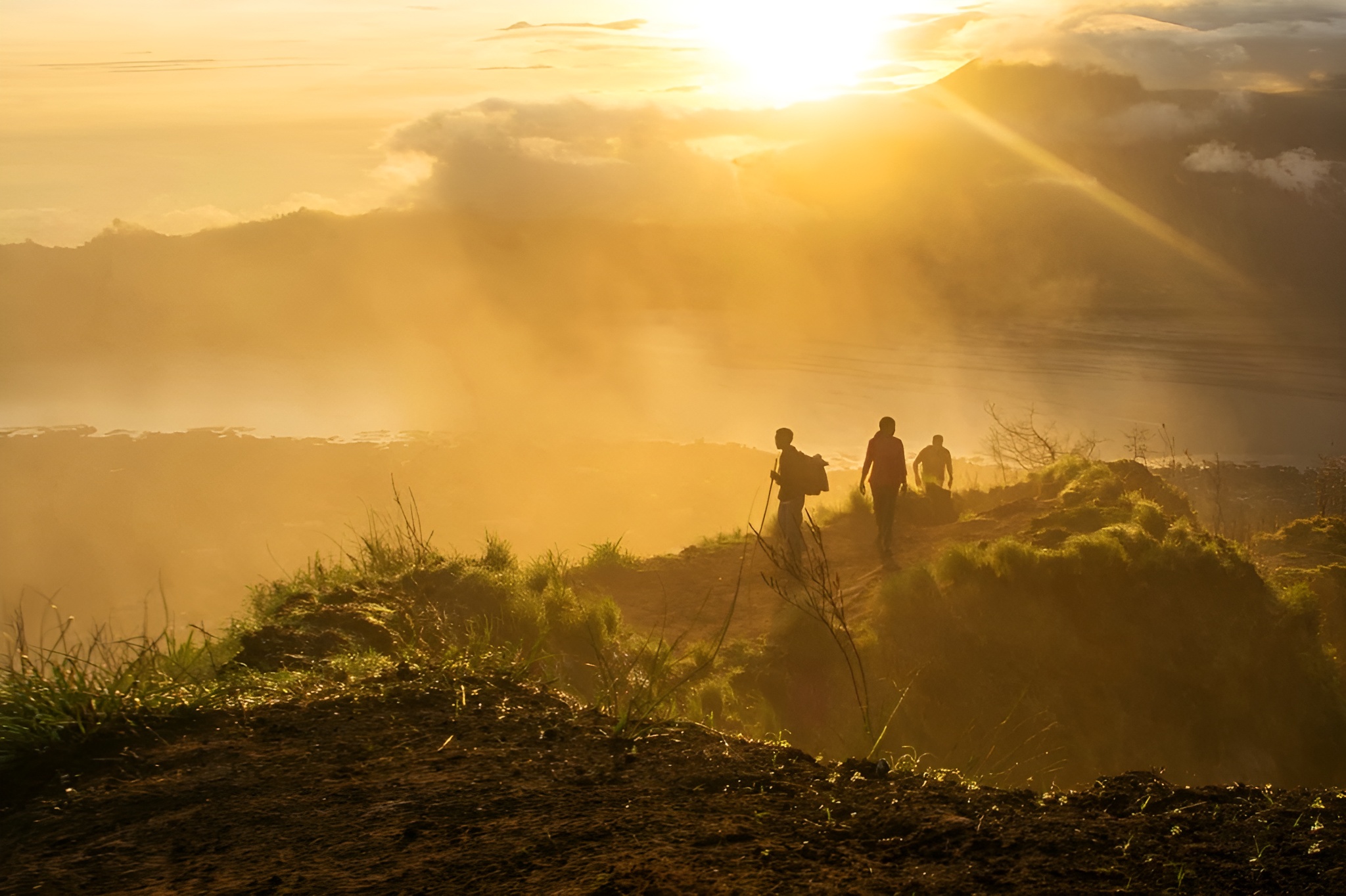 puesta de sol en el volcán
